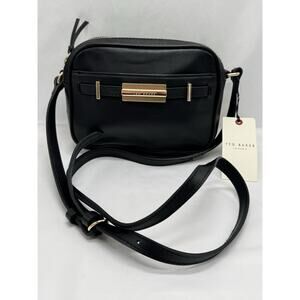 NWT Ted Baker Black Leather Camera Bag Crossbody Handbag Purse Preppy Old Money